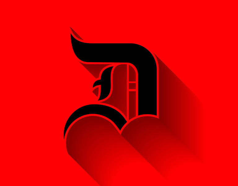 Custom blackletter capital D character