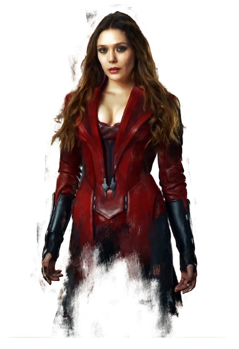 Portrait of Elizabeth Olsen as Wanda, the Scarlet Witch from the Avengers