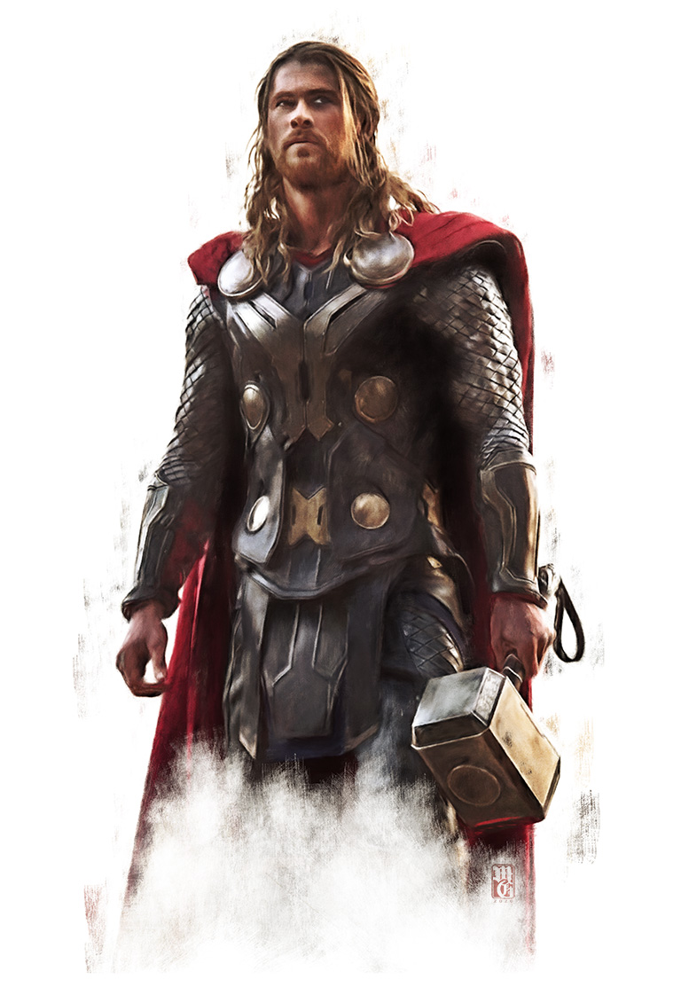 Sketch portrait of Chris Hemsworth as Thor