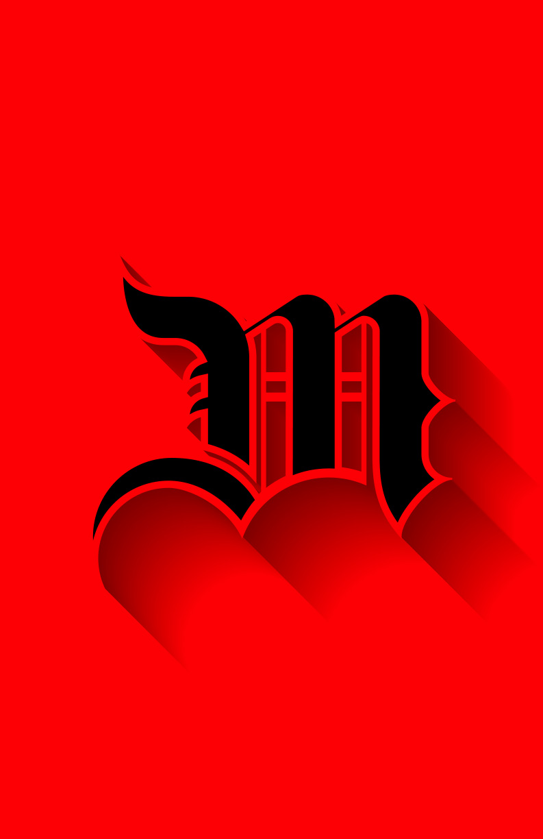 Custom blackletter capital M character