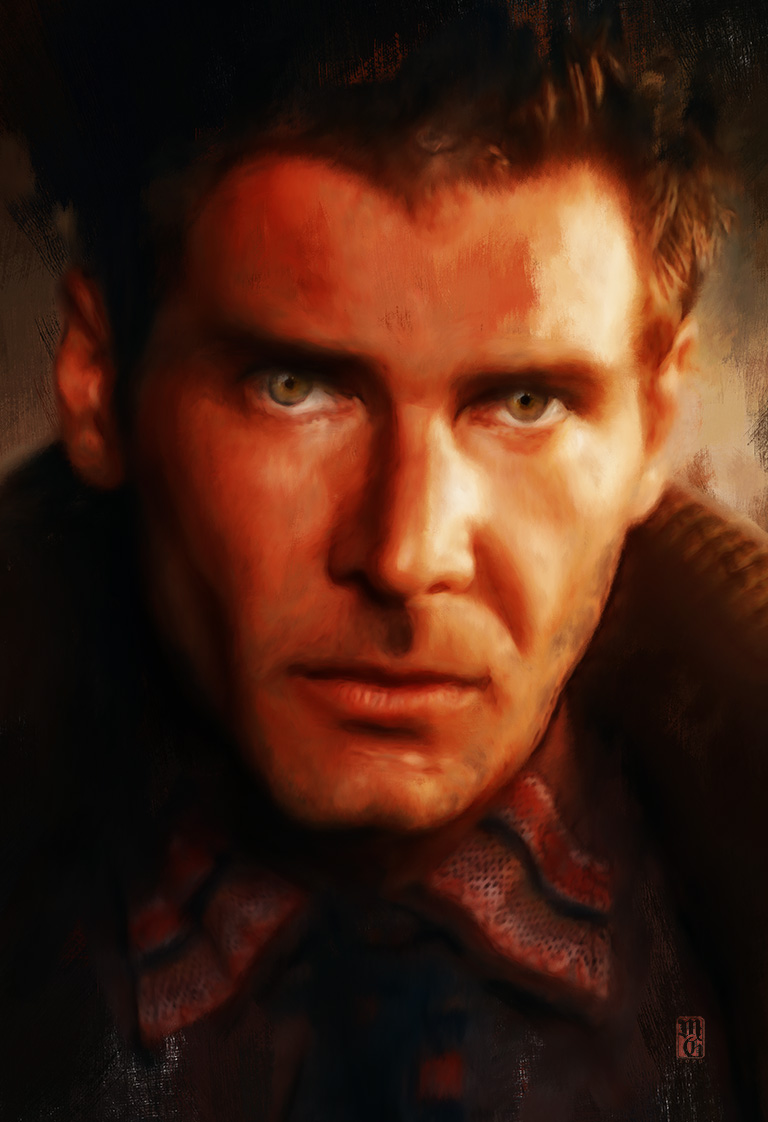 Portrait of Harrison Ford as Rick Deckard
