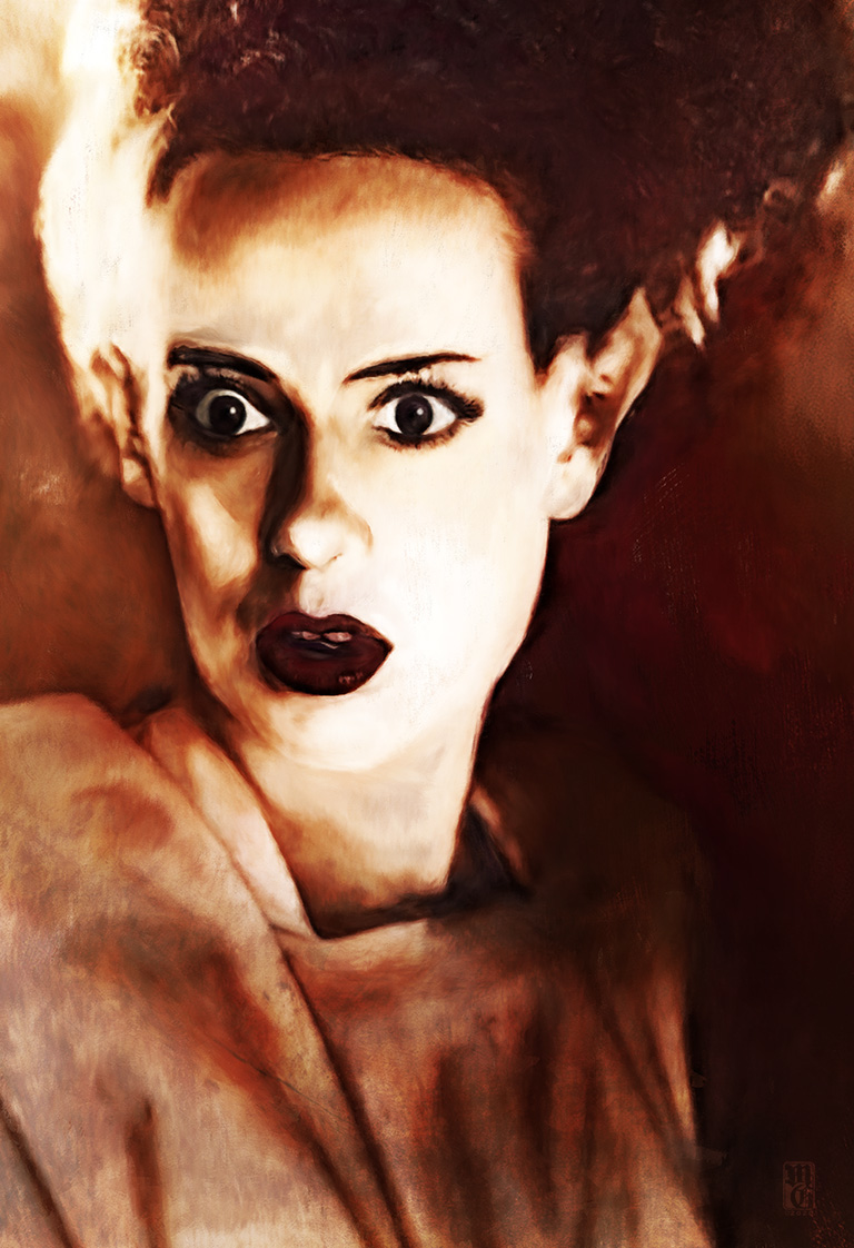 Portrait of Elsa Lanchester as the Bride of Frankenstein