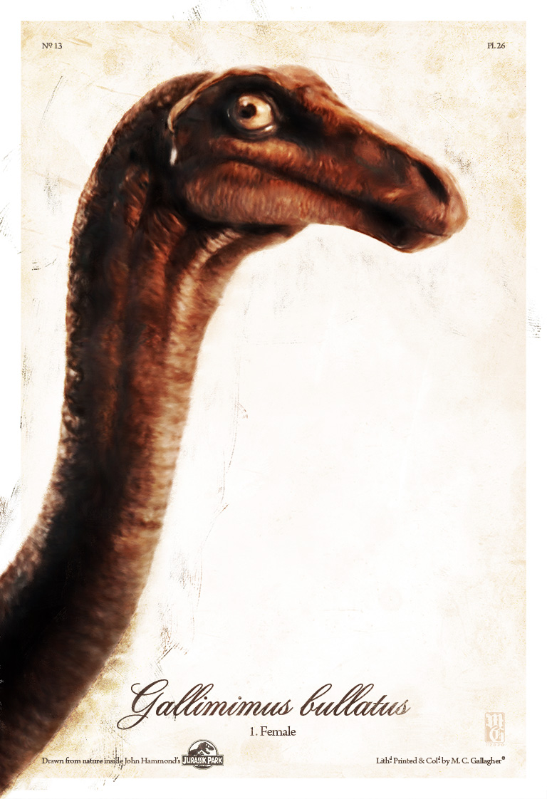 Jurassic Park poster featuring Gallimimus