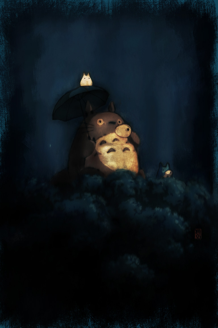 Studio Ghibli's Totoro in a tree