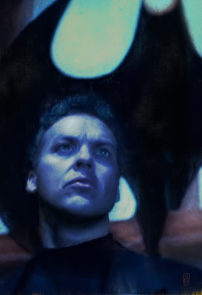 Baturday portrait of Michael Keaton as Batman