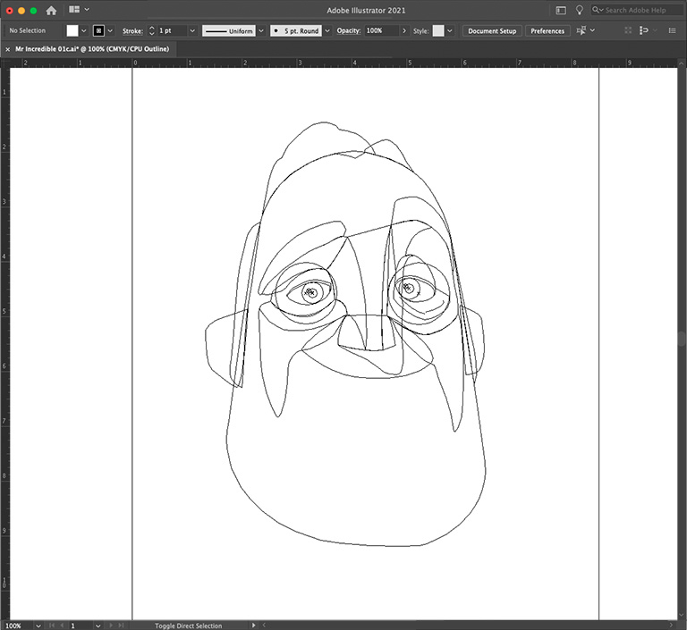 Bob Parr outlines in Adobe Illustrator