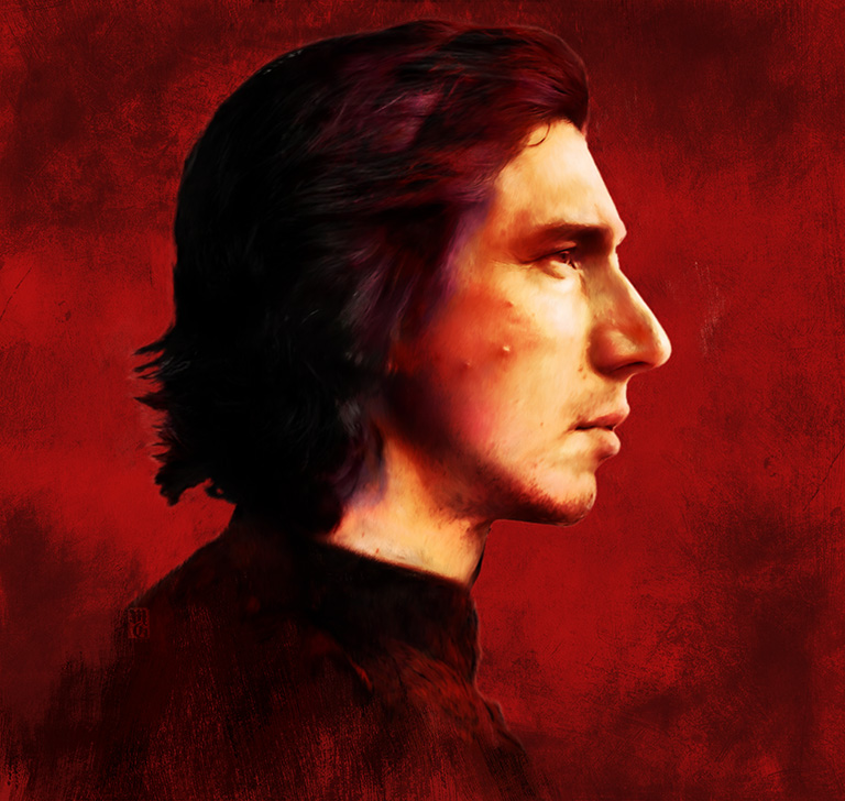 Portrait of Adam Drive as Ben Solo (Kylo Ten) from the Star Wars Universe