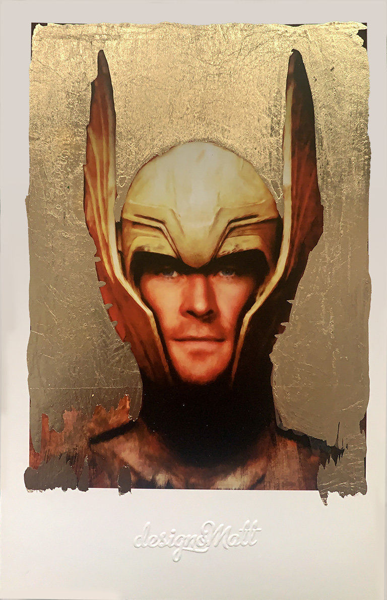 Gold-leafed print of Thor