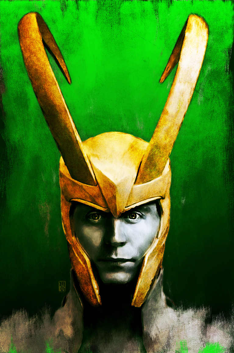 Portrait-sketch of Tom Hiddleston as Loki