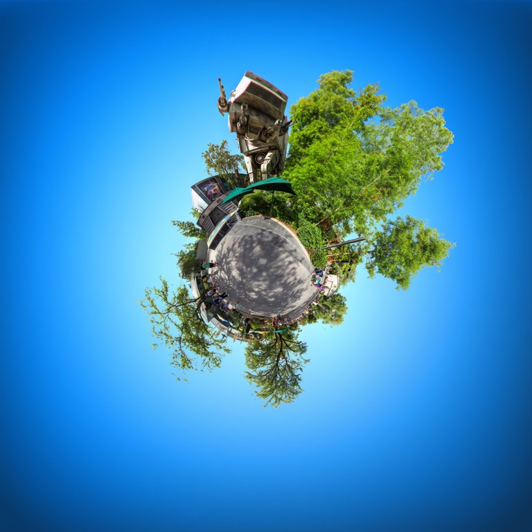 Tiny planet image of the Star Tours attraction in the Disney Hollywood Studios