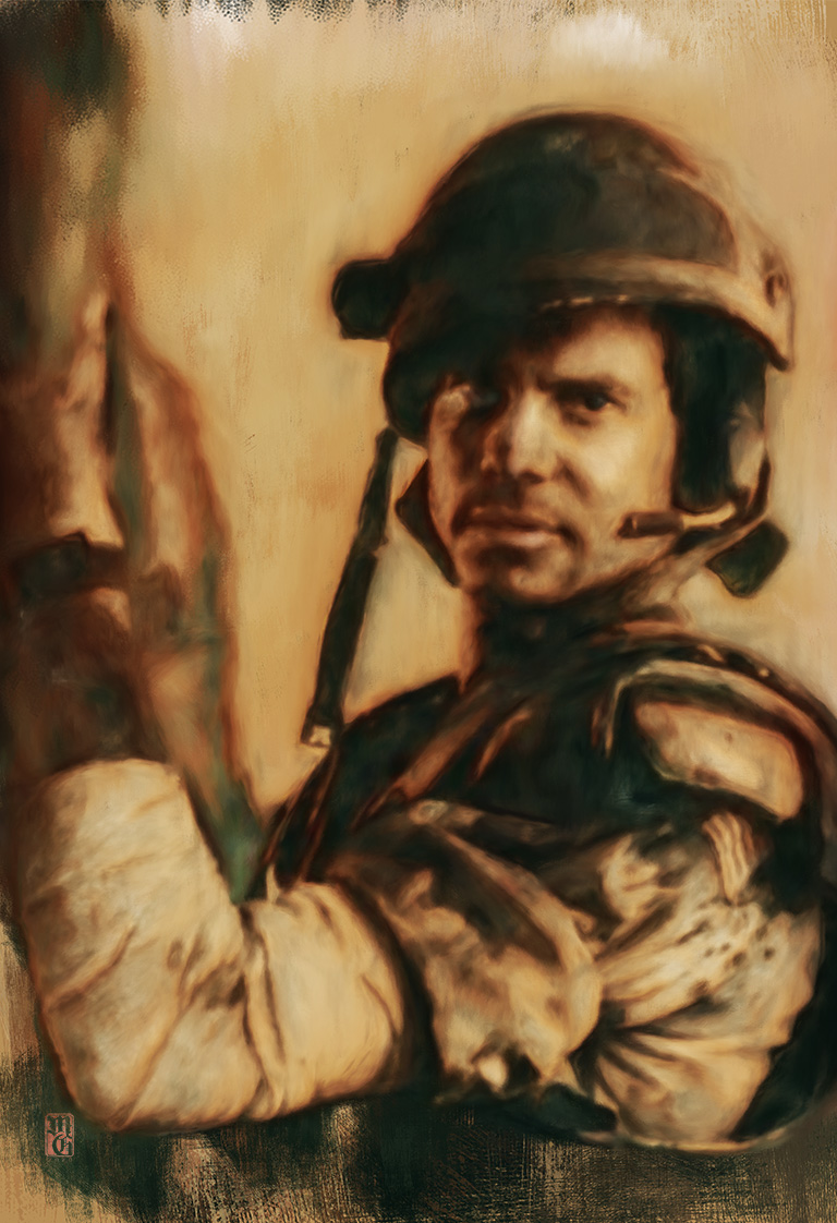 Portrait of Bill Paxton as Hudson from aliens