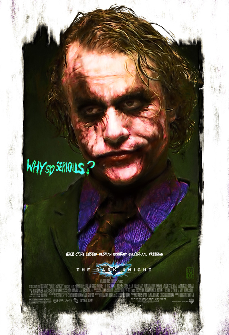 Alternative movie poster for "The Dark Knight" featuring Heath Ledger as the Joker