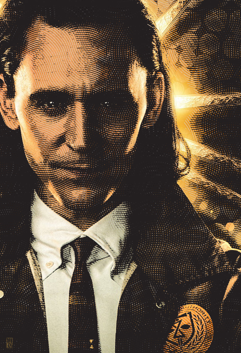 Engraving effect test portrait of Tom Hiddleston as Loki