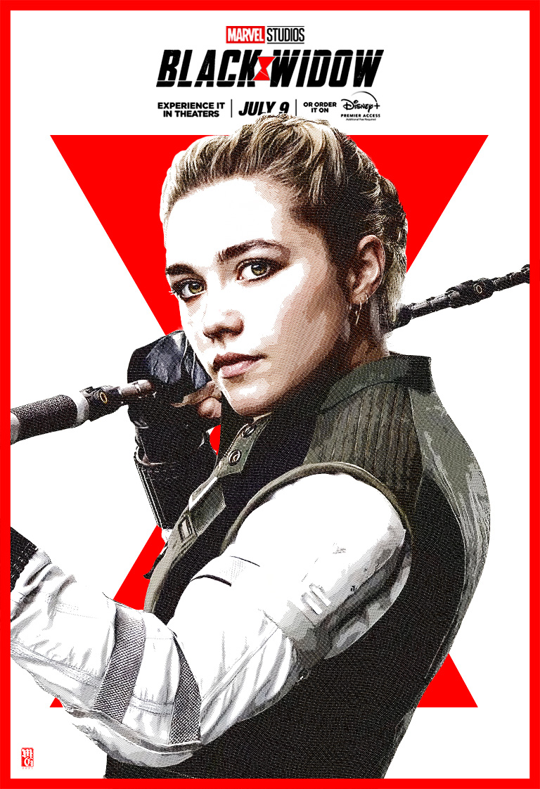 Portrait of Florence Pugh as Yelena alternative movie poster for Black Widow