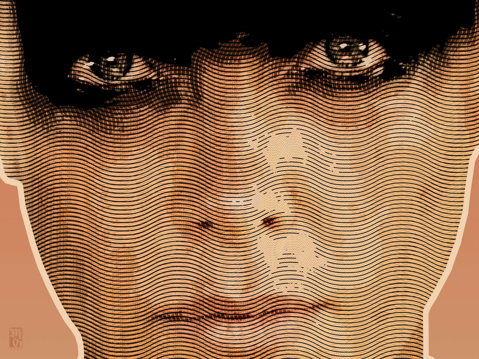 Detail of portrait of Charlize Theron as Furiosa