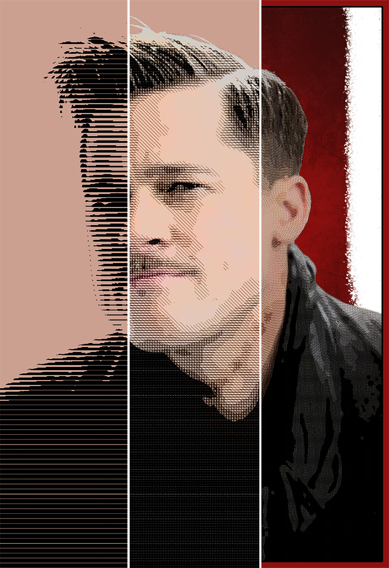 Illustration using various scaled patterns to create illustration