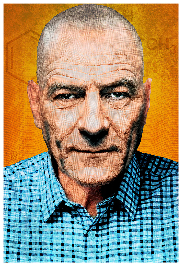 Portrait of Bryan Cranston as Walter White from "Breaking Bad"