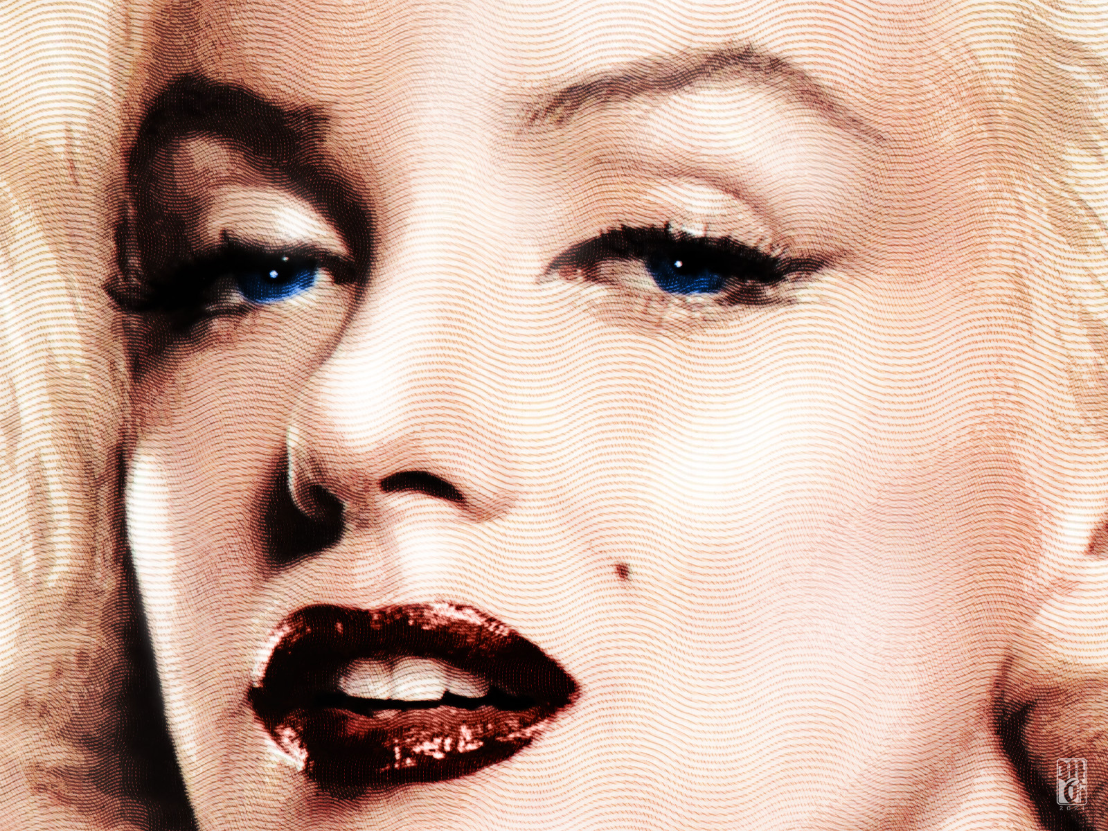 Detail of portrait of Marilyn Monroe (nee Norma Jean Baker)