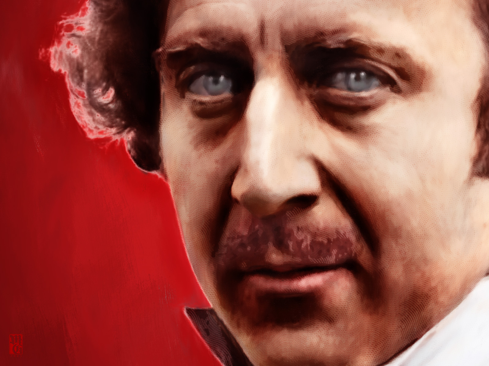 Detail of portrait of Gene Wilder as Dr. Frederick Frankenstein