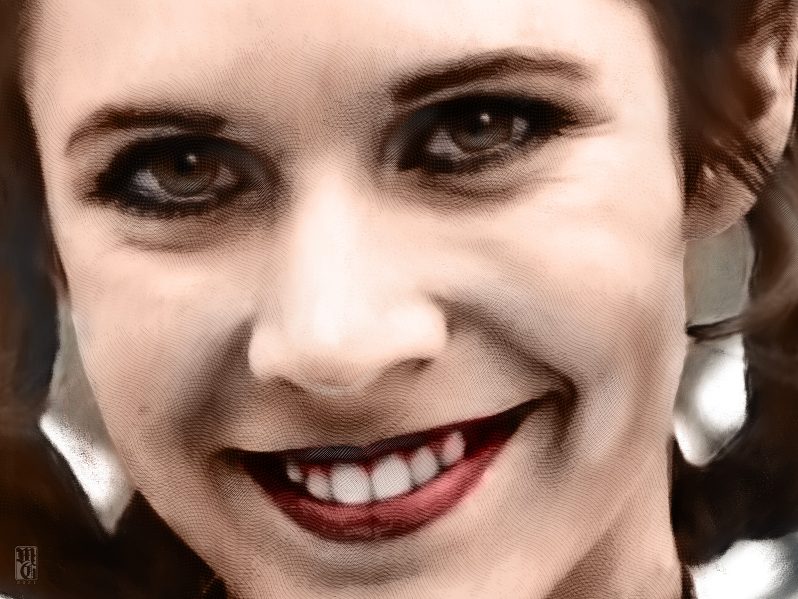 Detail of portrait of Carrie Fisher as Princess Leai