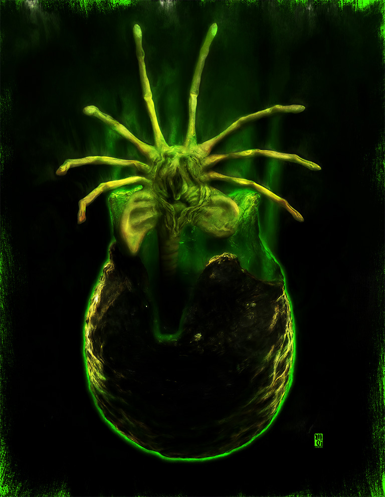Portrait of face hugger from Aliens