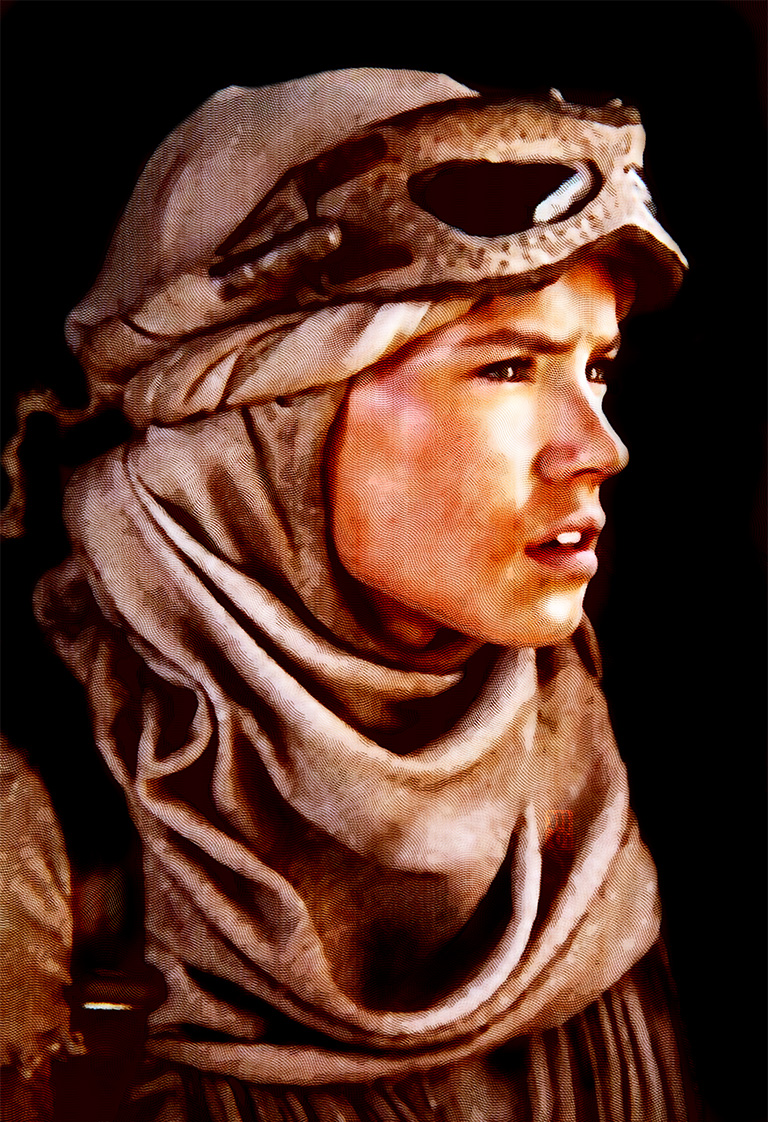 Portrait of Daisy Ridley as Rey Skywalker