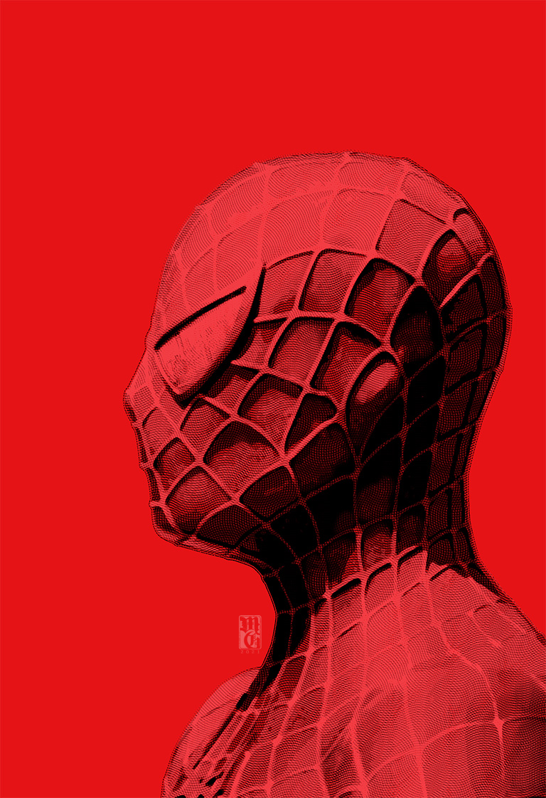 Early stage intaglio for Spider-Man illustration