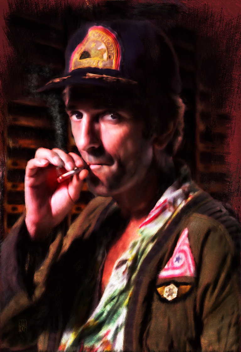 Work in progress of portrait of Harry Dean Stanton as Brett from "Alien"