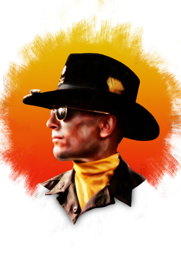 Portrait of Robert Duvall as Lieutenant Colonel Bill Kilgore from "Apocalypse Now"