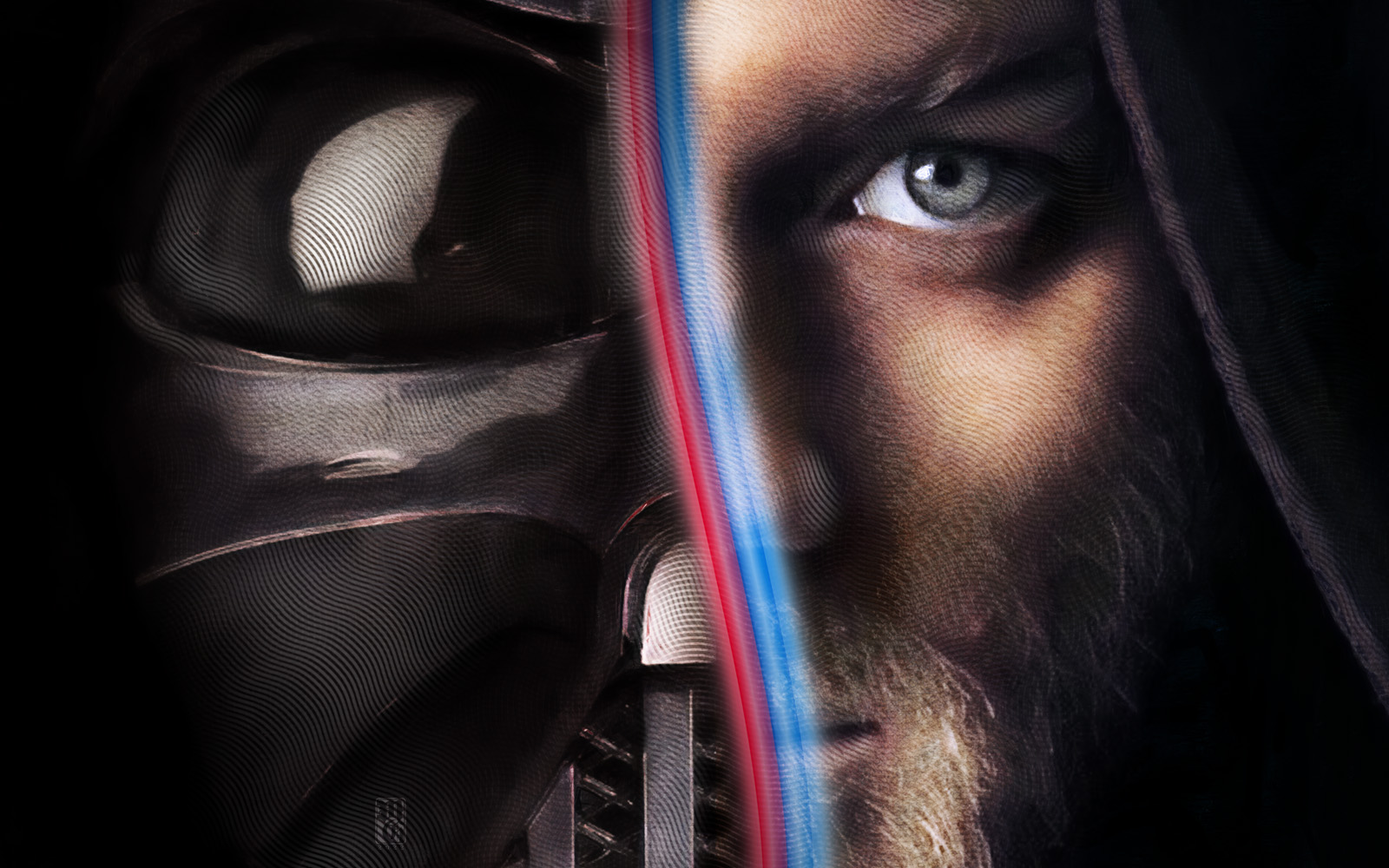 Detail of the alternative version of Obi-Wan Kenobi and Darth Vader