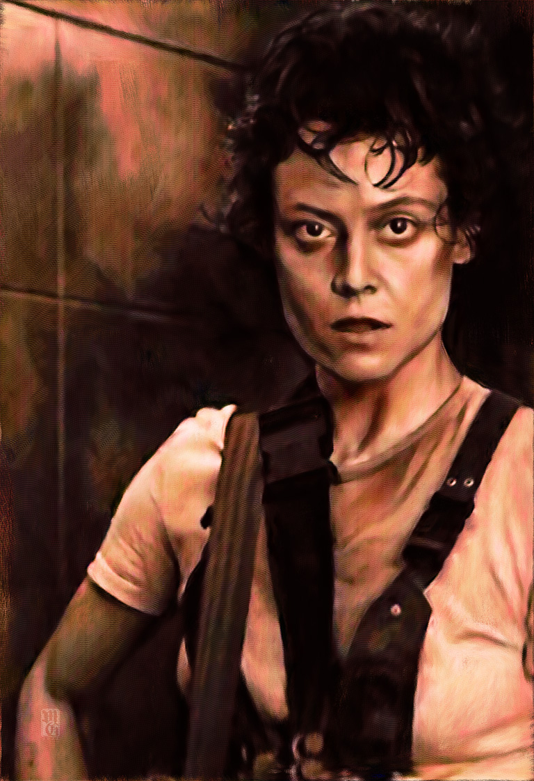 Portrait of Sigourney Weaver as Ellen Ripley from Aliens
