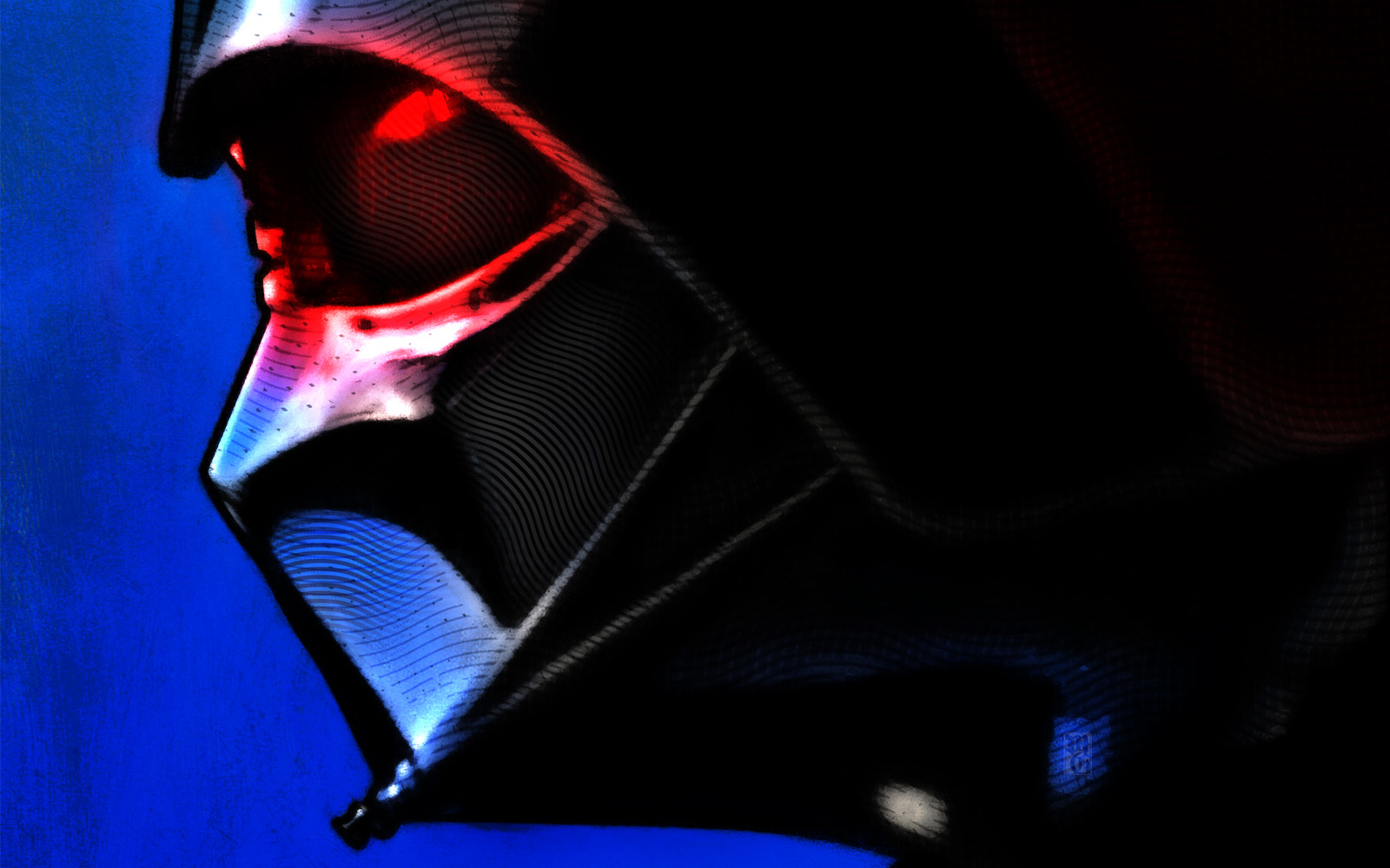 Detail of portrait of Darth Vader