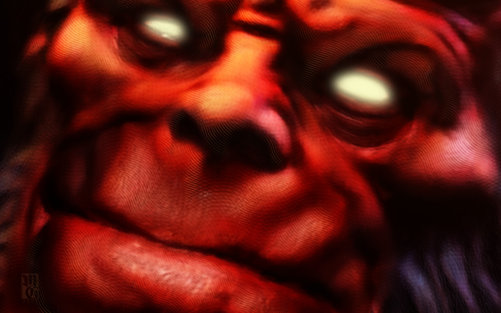 Detail of the composite portrait of Hellboy