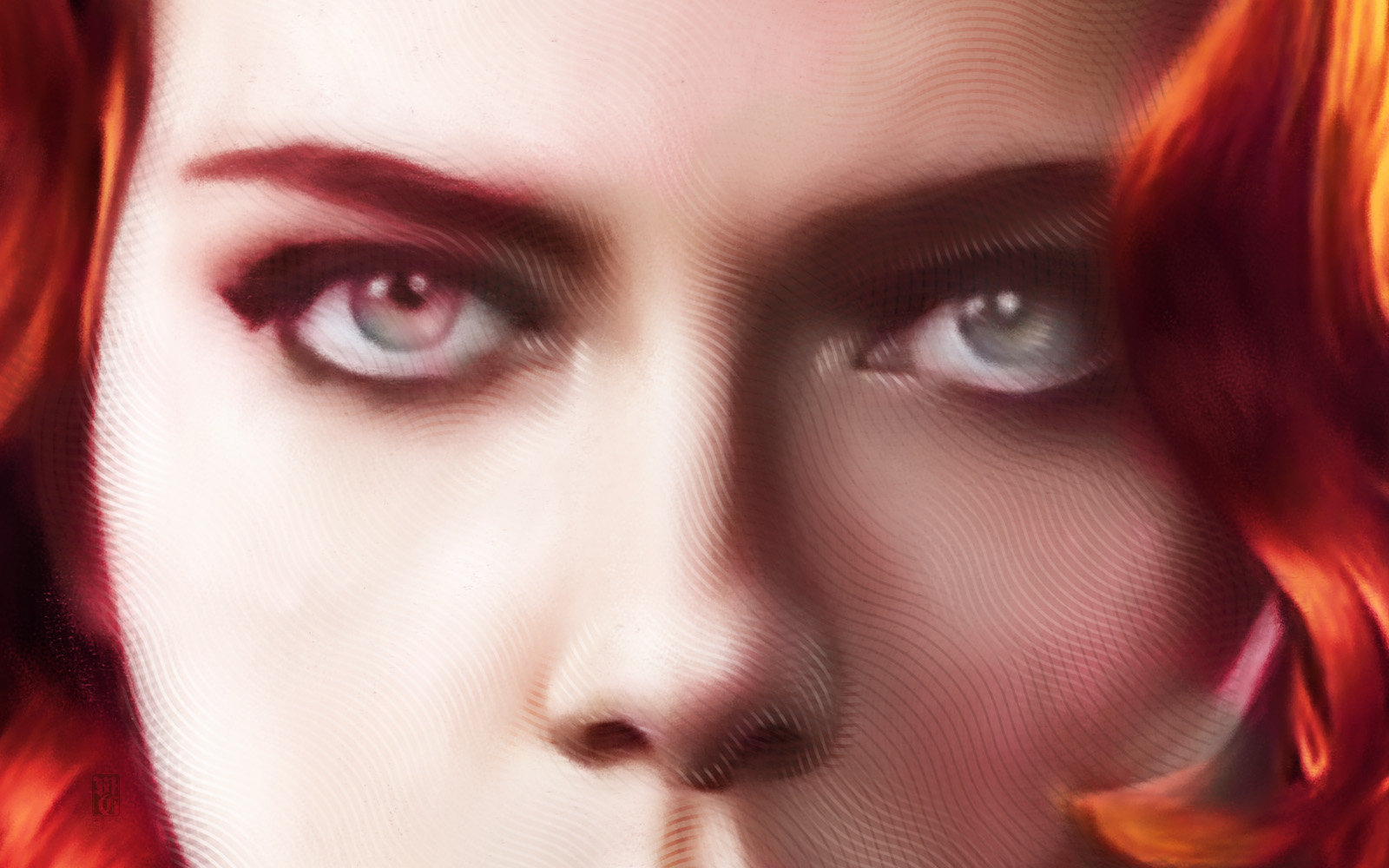 Detail of portrait of Scarlett Johansson as Natalia Romanova