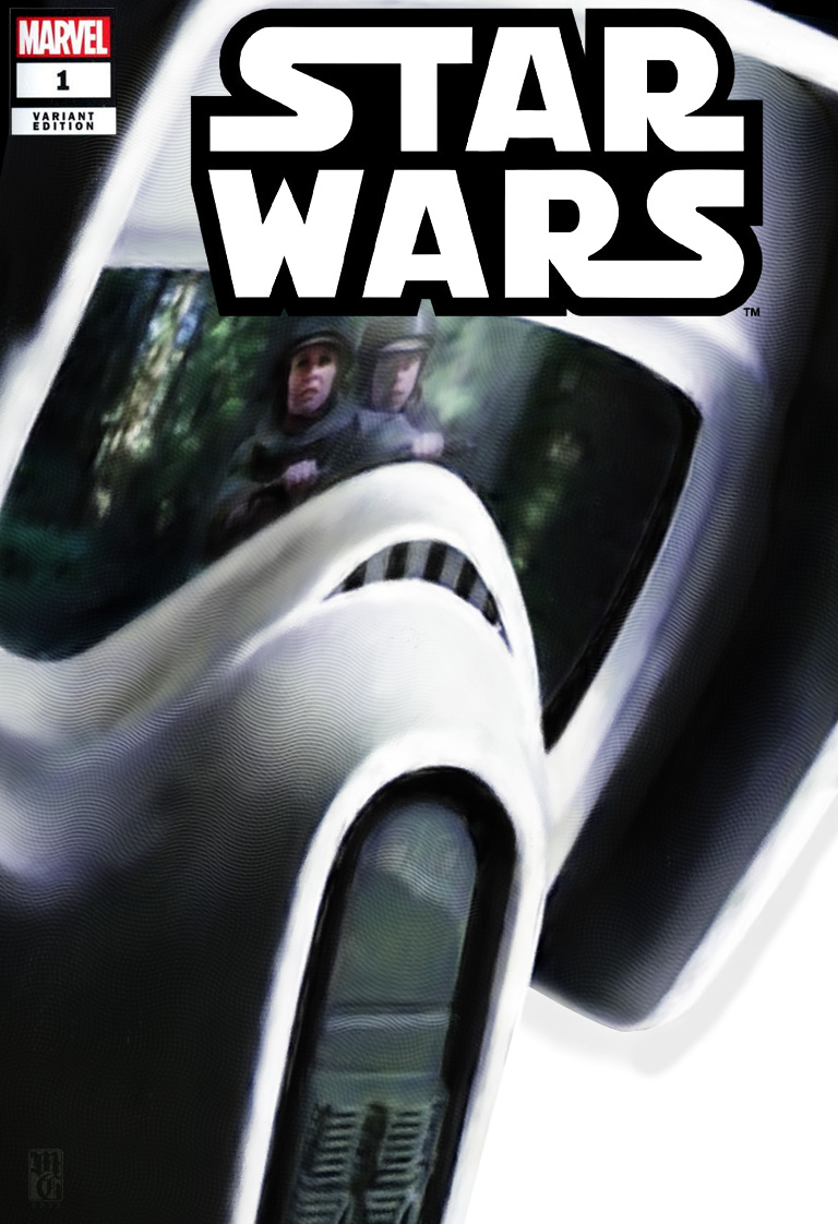 Alternative comic book cover for Star Wars featuring Scout Trooper from Empire Strikes Back