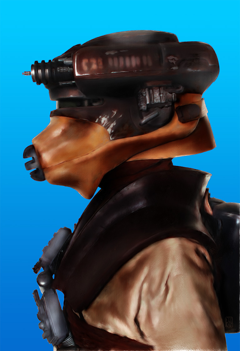 Portrait of Princess Leia as Boushh, the bounty hunter