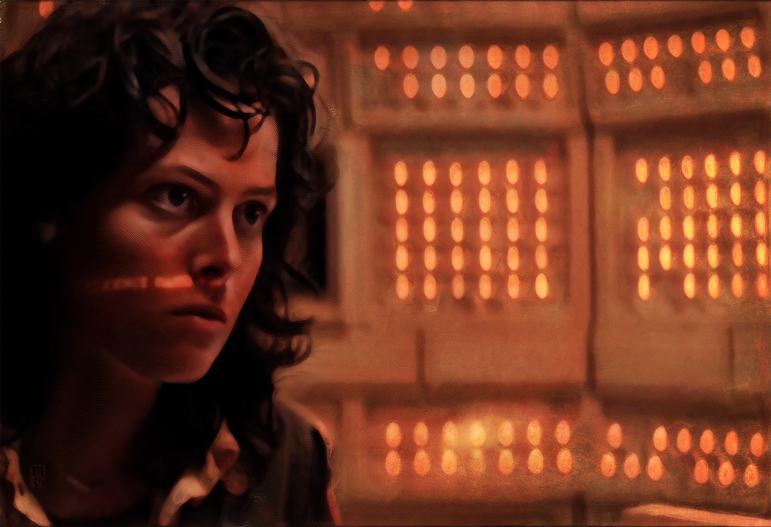 Portrait of Sigourney Weaver as Ripley from "Alien"