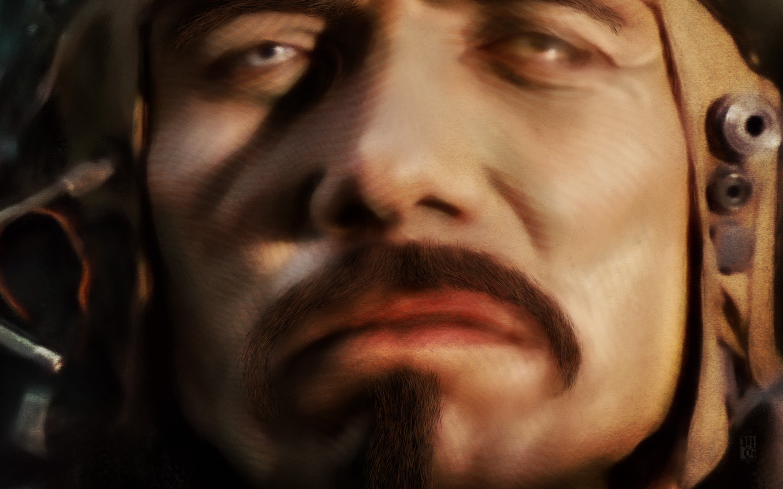 Detail of portrait of Edward James Olmos as Gaff, from "Blade Runner"