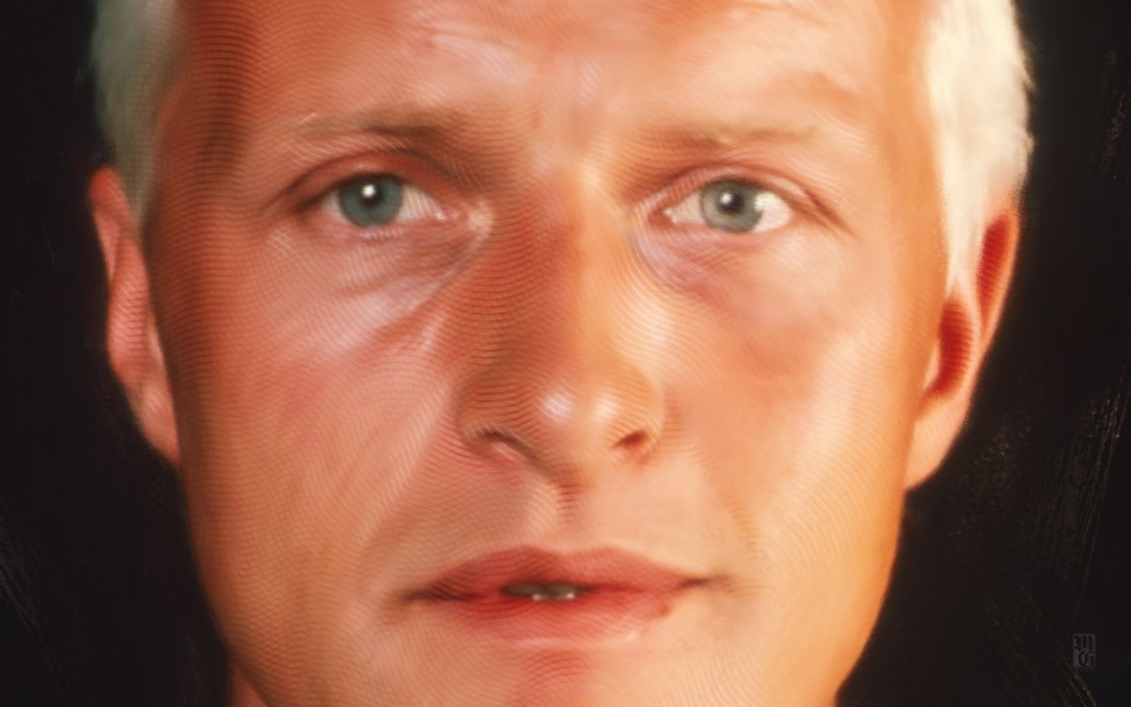 Detail of portrait of Rutger Hauer as Roy Batty
