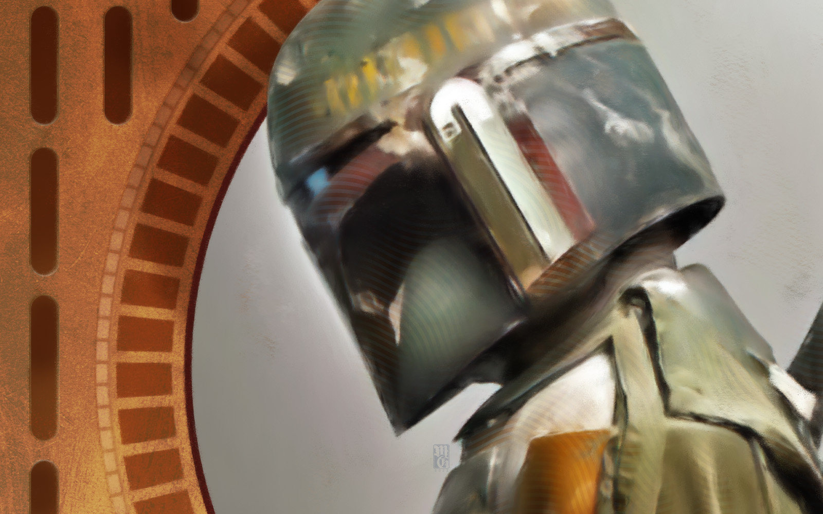 Detail of portrait of Boba Fett