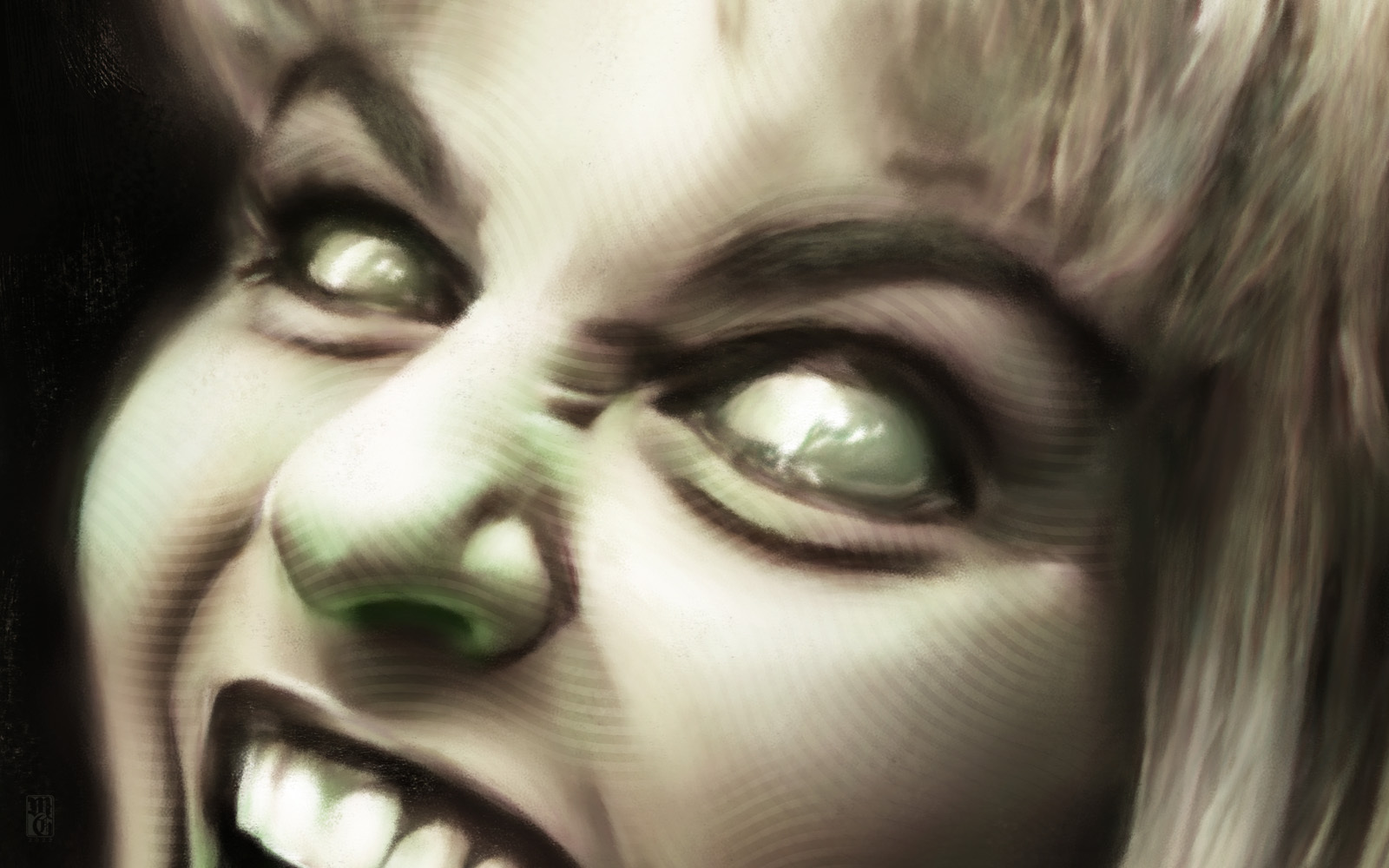 Detail of portrait of Sheryl Lee as Laura Palmer from "Twin Peaks"