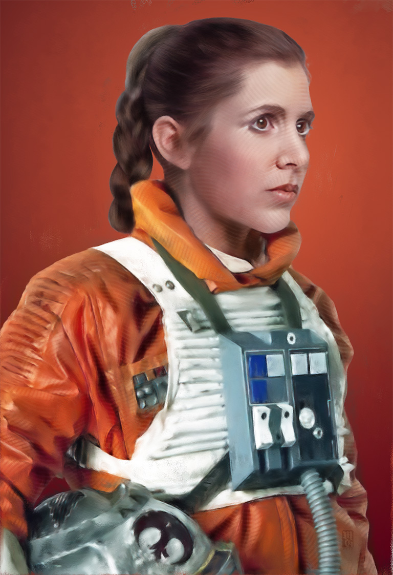 Leai 15c 768 Portrait of Carrie Fisher as Leia Skywalker from an alternate universe of Star Wars