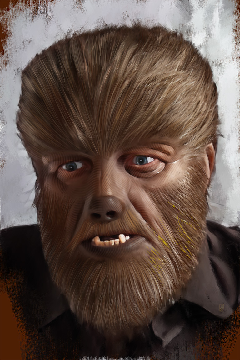 Portrait of Lon Chaney, Jr. as the Wolfman