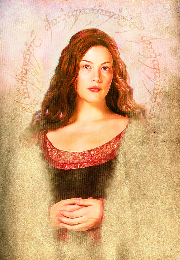 Portrait of Liv Tyler as Arwen Undómiel, from "The Lord of the Rings" novels.