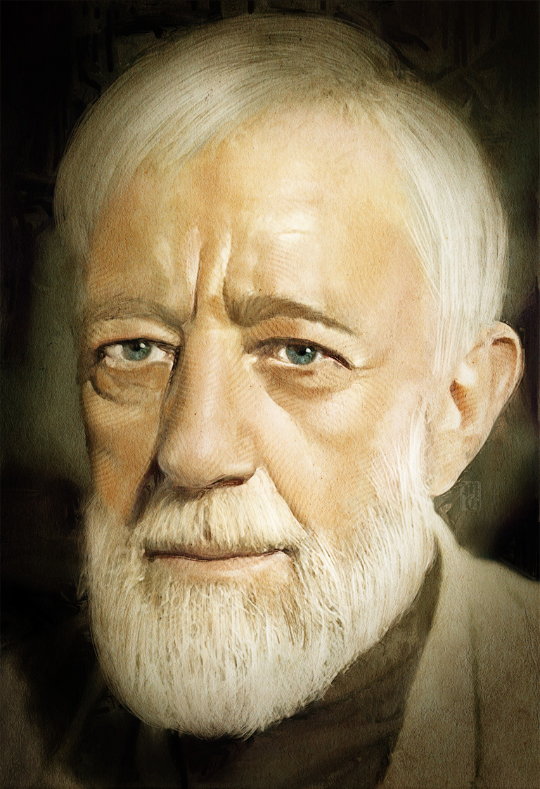 Alternate portrait of Sir Alec Guinness as Obi-Wan Kenobi