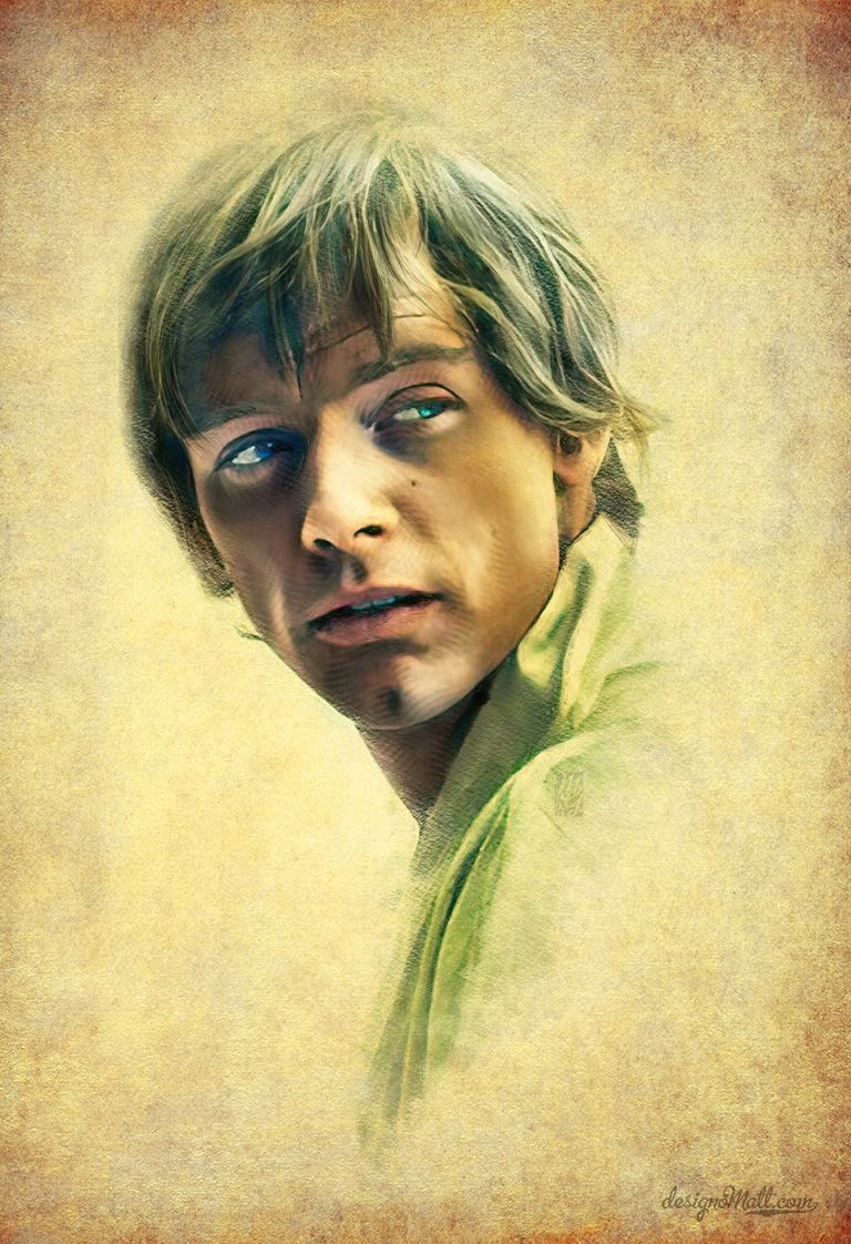 Portrait of Mark Hamill as Luke Skywalker, from the Star Wars Universe of stories.
