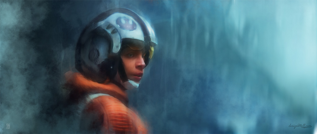 Illustration of Mark Hamill as Luke Skywalker after landing on Dagobah in "Star Wars: The Empire Strikes Back".